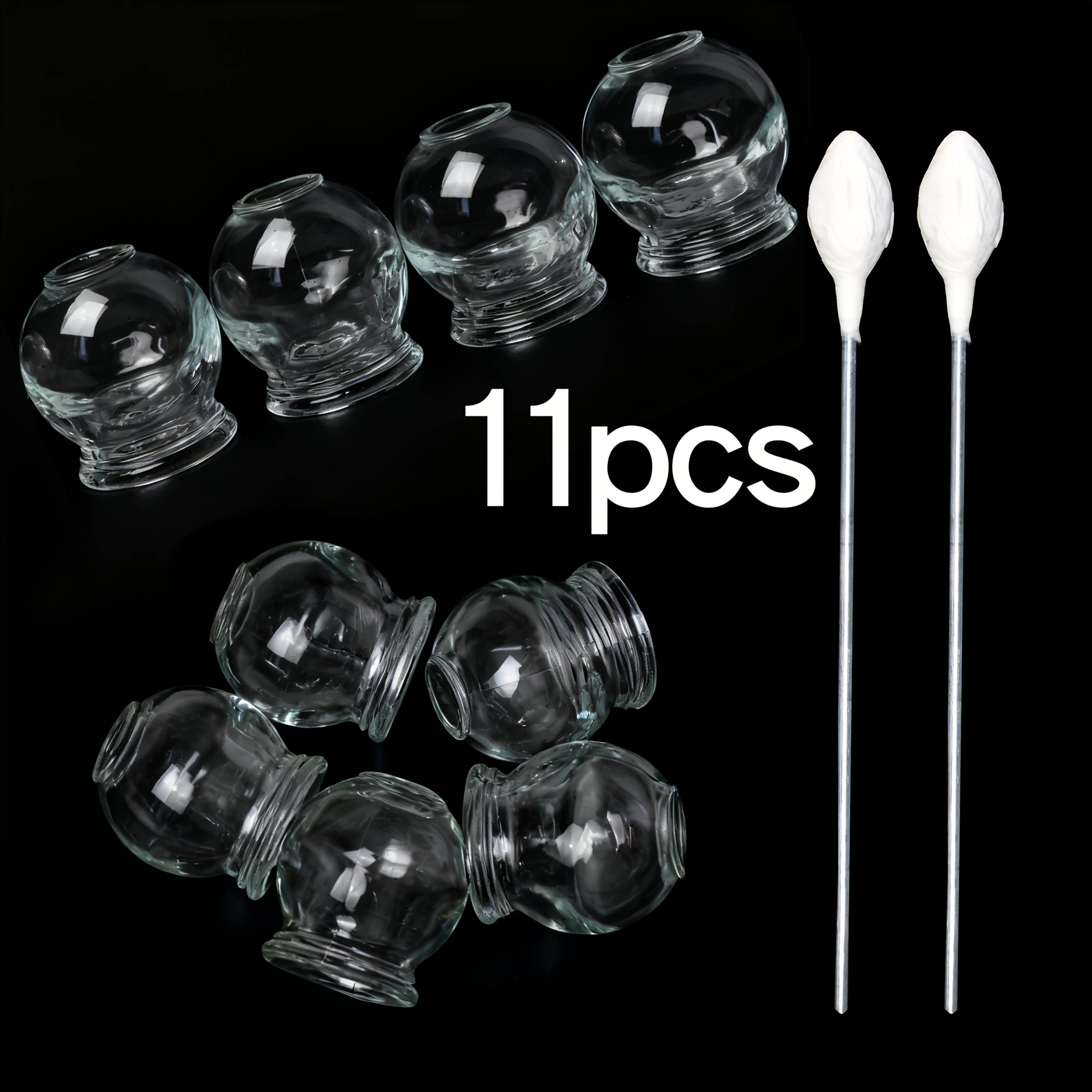 Vacuum Cupping Set - Glass Massage Cups + Ignition Stick, Suitable For Home, , And Bathroom Use - Reusable