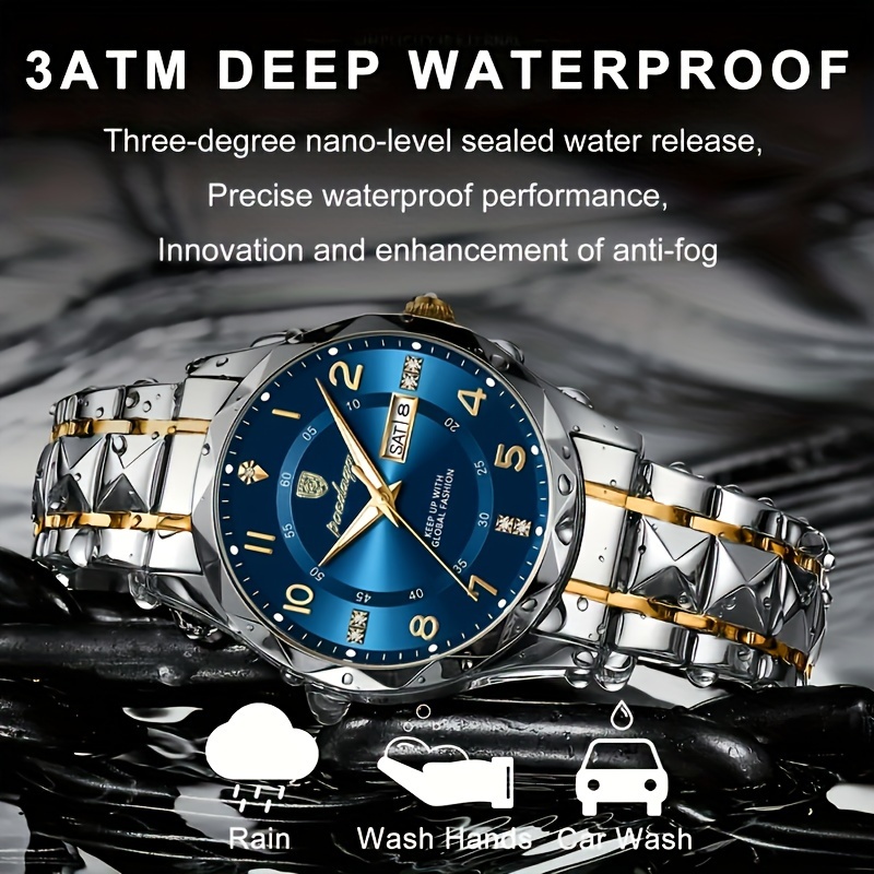 2pcs set of mens casual business luminous quartz watches details 4