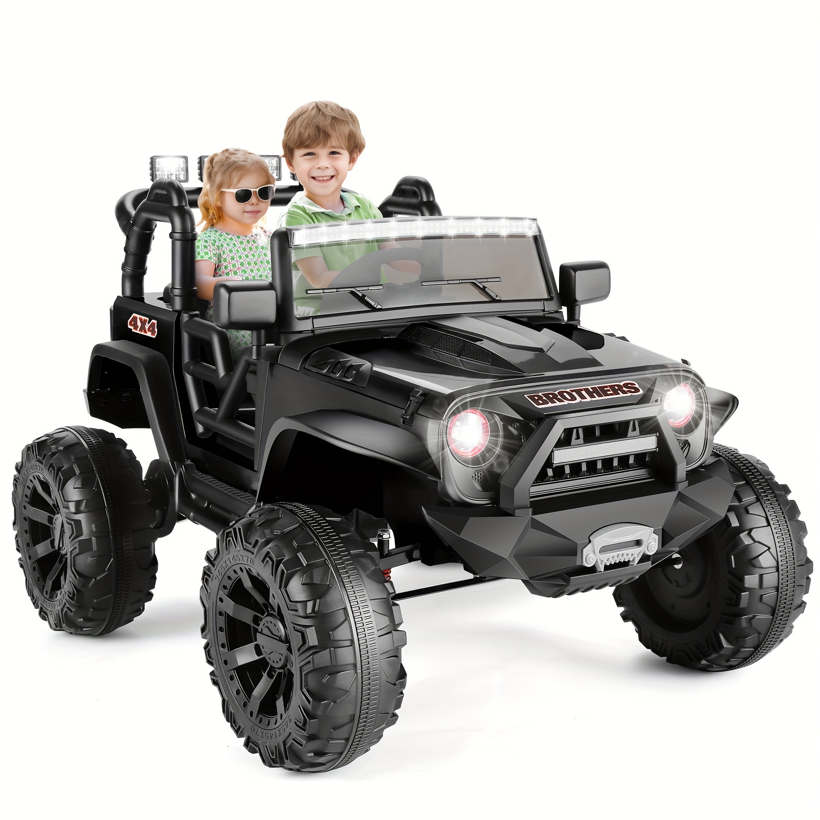 

Hikole 24v Ride On Car Truck, 2 Seater Kids Ride On Toys, 3 , Led Lights, Suspension