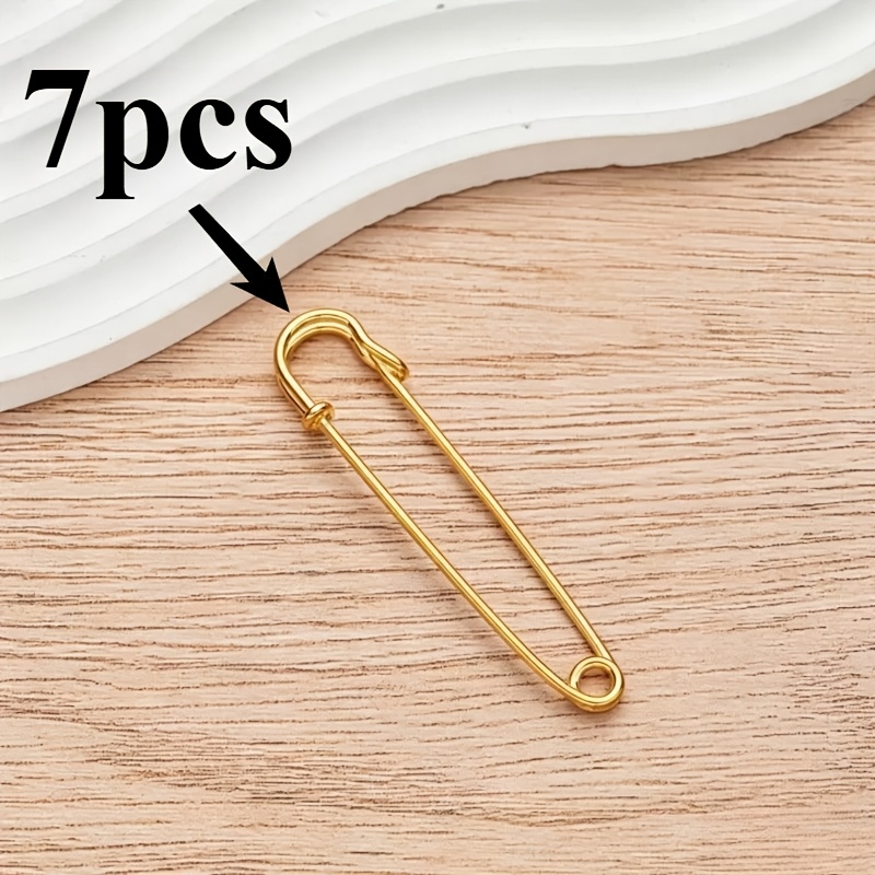 TEMU 7pcs Heavy Duty Golden Safety Pins Suitable For Sewing, Quilting, Blanket Binding - Spring Lock Blanket Pins With Locking Mechanism, Durable