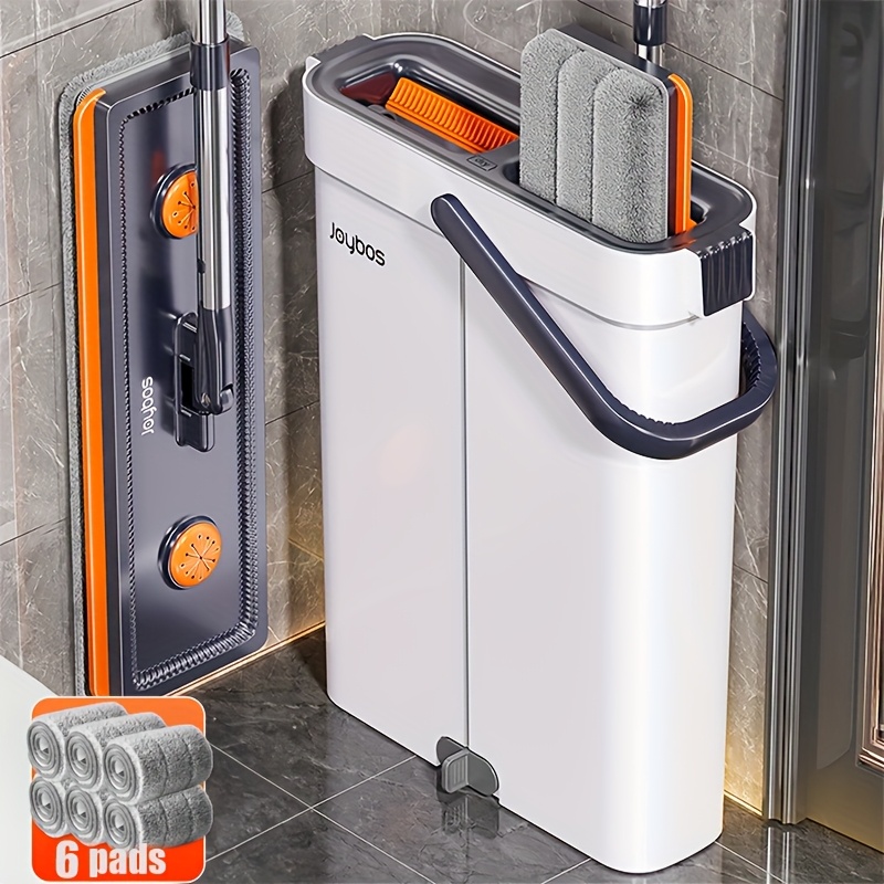 TEMU 1 Set Flat Mop And, 6/4 Microfiber Washable And Reusable Pads, 15.7"/12.99"dry And Wet Mop For Floor Cleaning, Mop Bucket With Wringer, Suitable For Wooden Floors; Ceramic Tiles; Wall Cleaning