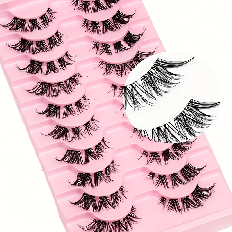 Image of 10 Pairs Of Fox-, Long And False Eyelashes Suitable For Daily And Party Makeup. Cat-eye And Fairy-style False Eyelashes Are Ideal For A Look