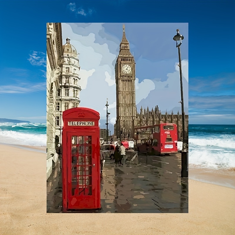 

London Landmark Big Ben 5d Diamond Painting Kit, Round Acrylic Diamond Landscape Embroidery Art, Diy Full Drill Cross Stitch Wall Decor Craft Gift