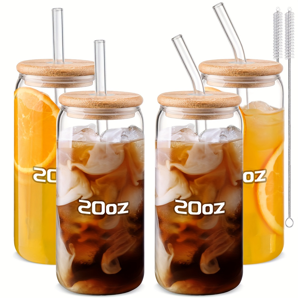 

4pcs, Water Cup With Lid And Straw, 20oz Can Shaped Water Cup, Iced Coffee Cup For Tea, Juice, Milk, Birthday Gifts, Drink Utensils