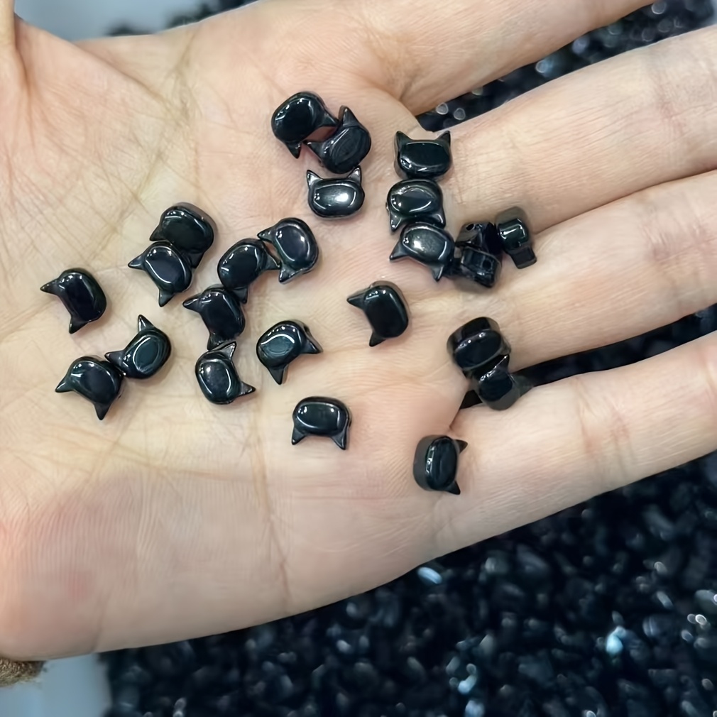 Image of 30pcs Cat Shaped Glass Beads For Jewelry Making - Kitten Face & Charms With Round Glass Beads (7mm) For Diy Handmade Bracelets, Necklaces, Earrings - Cute Feline Beads For Cat-themed Accessories
