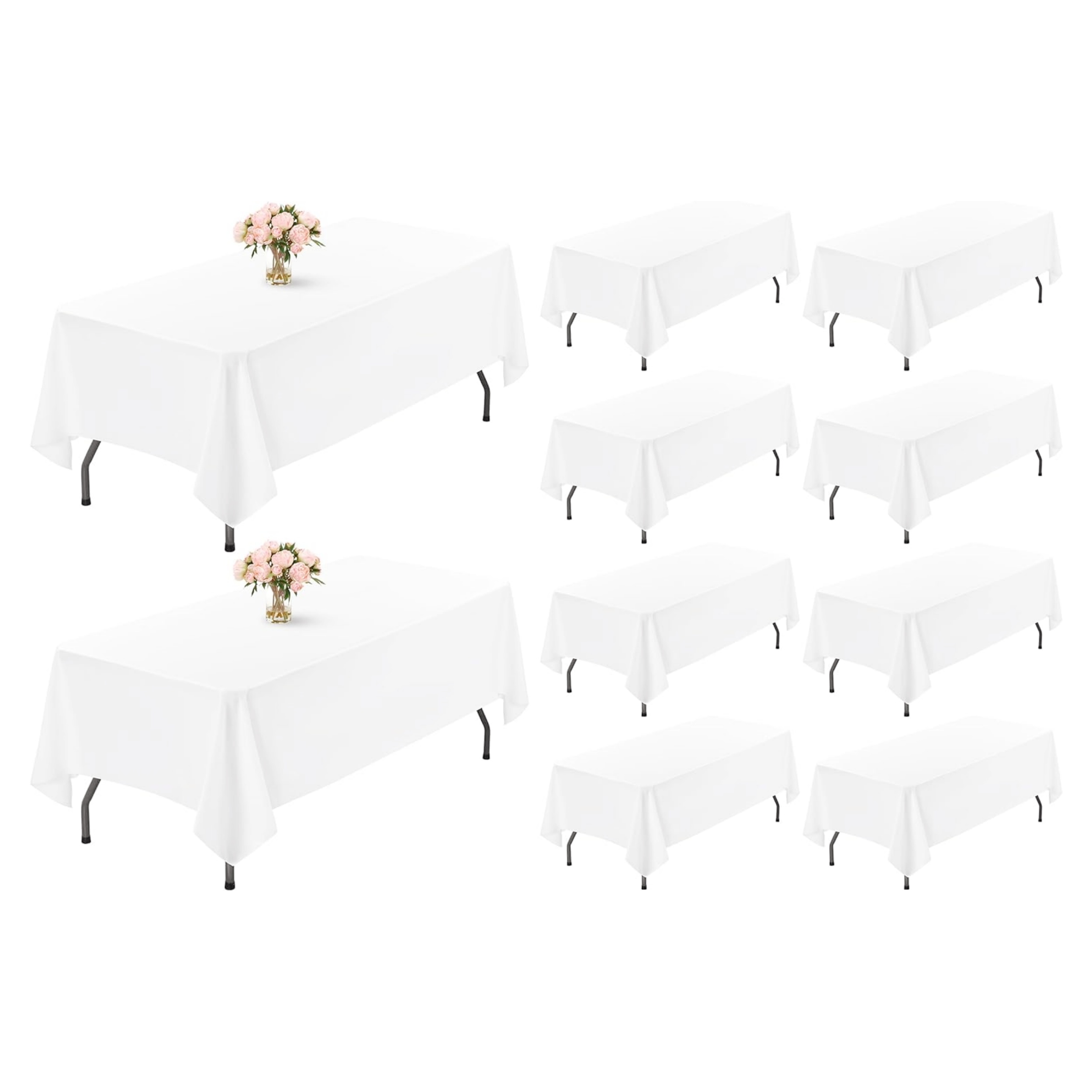 

10pcs Tablecloths 60x102" - Stain & , Washable Rectangle For Weddings, Parties, Buffets &