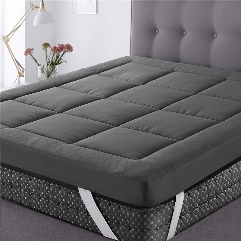 10cm hotel quality mattress topper super soft with 1200gsm hollowfiber filling elasticized corner straps white grey blue black random colour single small double 4ft   super king size