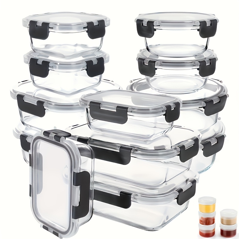 TEMU 34pcs Food Storage Container Set, Leak-proof Sealed Lunch Boxes (17 Containers And 17 Lids) Clip-on Closure Leak-proof Design Ideal For Pantry