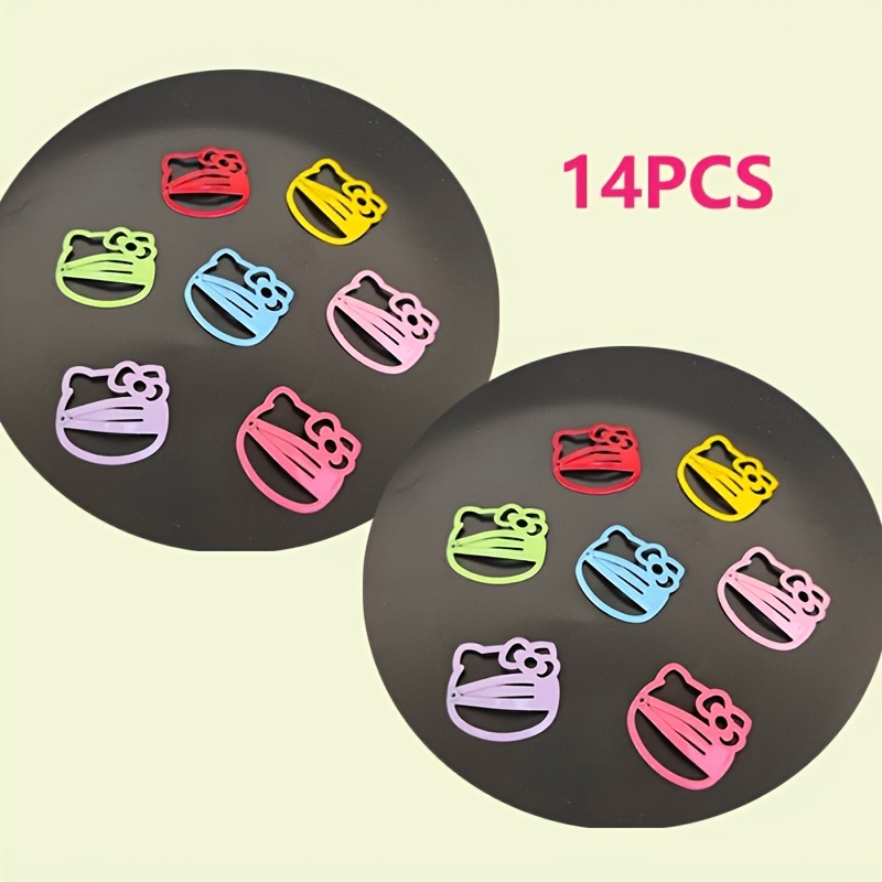 Image of 14pcs Hello Clip Set - Cute Sweet Cartoon Bow Metal Clips, Suitable For Daily And Holiday Styles