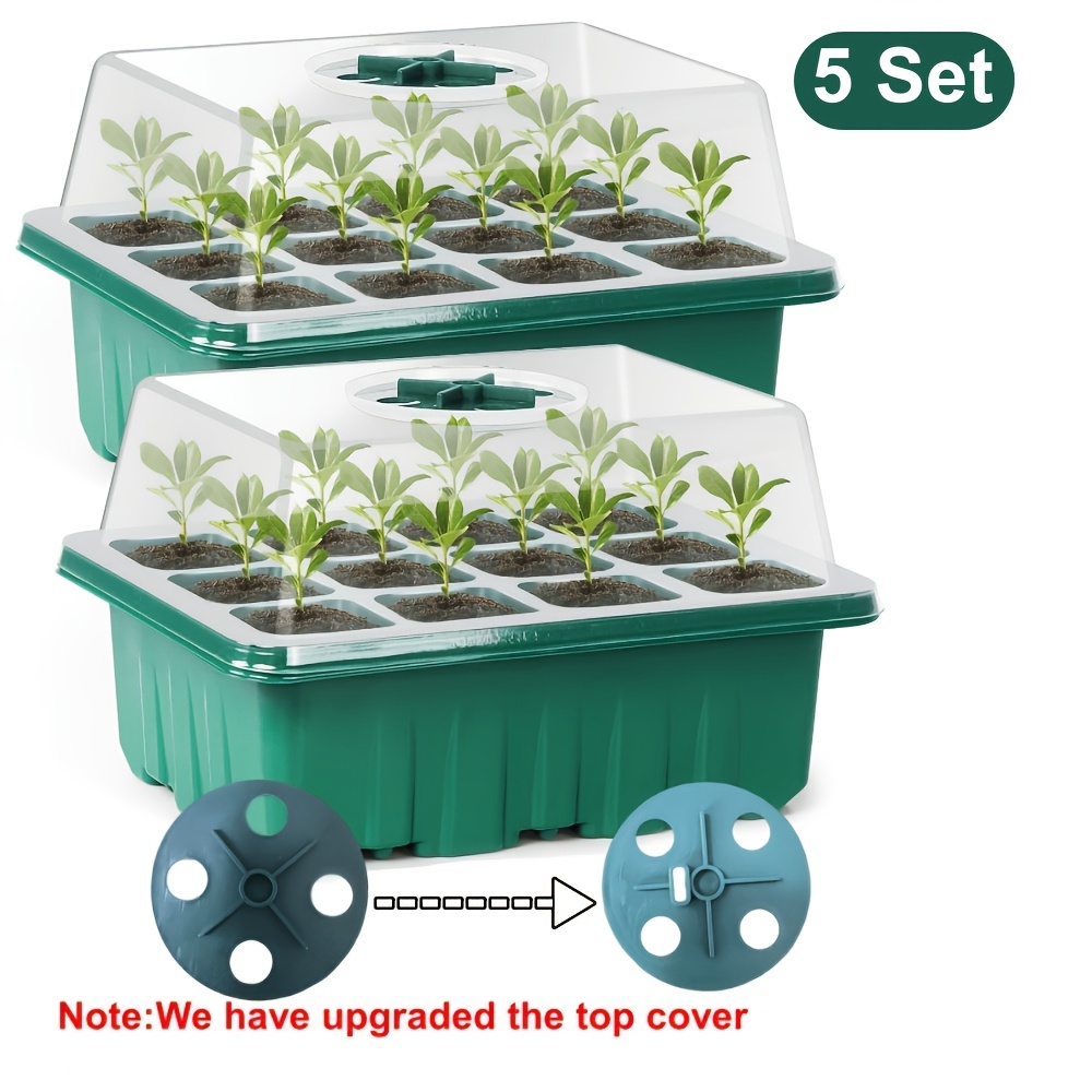 TEMU Set da 5 vassoi per con cupola e base - 12 , umidit� regolabile, kit di per piante in plastica , per e giardino, uso interno/esterno (il 癡 stato