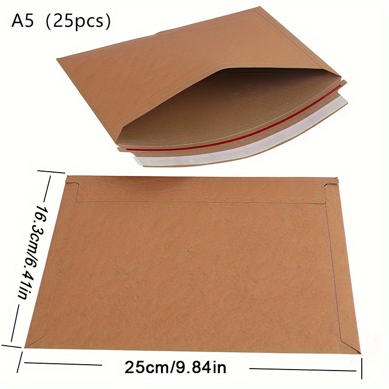 TEMU 25pcs Self-sealing Brown Paper Envelopes, For Photos, & Cds - Ideal For Halloween, Christmas, Valentine's, Birthdays