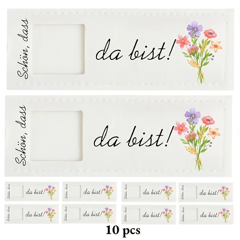 Image of Gift For Her/him 10pcs German Felt Covers For Gift Packing, Nice That You Are Here Guest Gifts, Wedding, Table Decoration, Birthday, White Felt Bags With Flowers, Alternative Cards For Guests