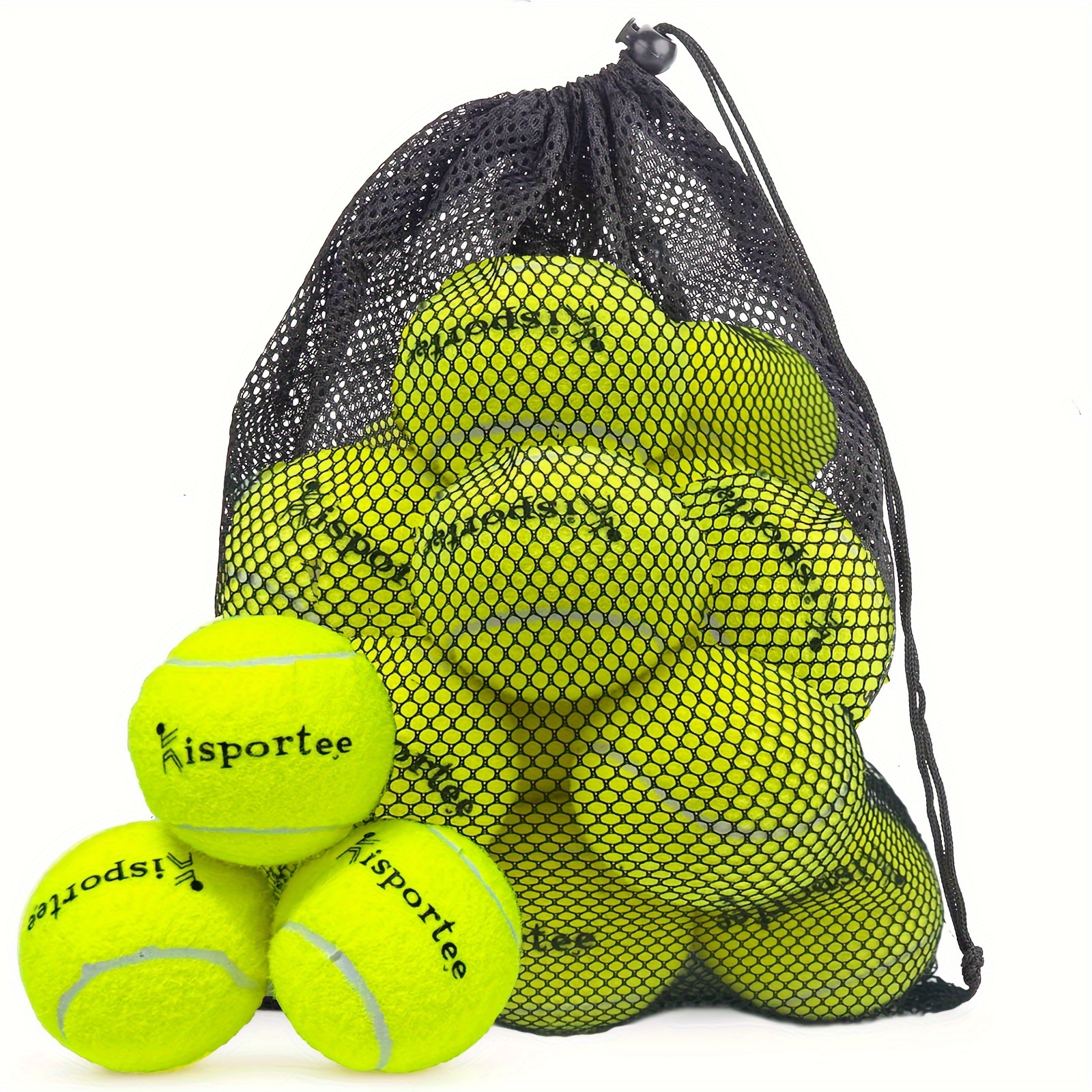 

12pack Vibrant Tennis Balls For Dogs - Durable Plastic Pet Playing Balls With Easy-catching Design, Includes Mesh Bag For Convenient Transport And Storage - Perfect For All Breed Sizes