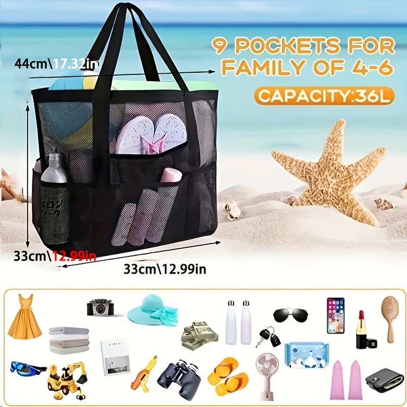 E-shop 1. Mesh Strandtasche, Einzelschulter Handheld Mesh Dusch Fitness Schwimmen Badetasche Gitter Strandtasche, Große Kapazität Aufbewahrungstasche