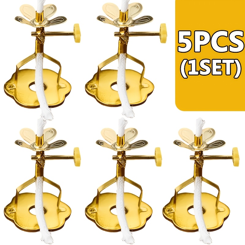 TEMU A Set Of 5 Stylish Golden Candlesticks With Adjustable Wicks - Sturdy Candlesticks Perfect For Home, Office, Wedding Or Hotel - Suitable For
