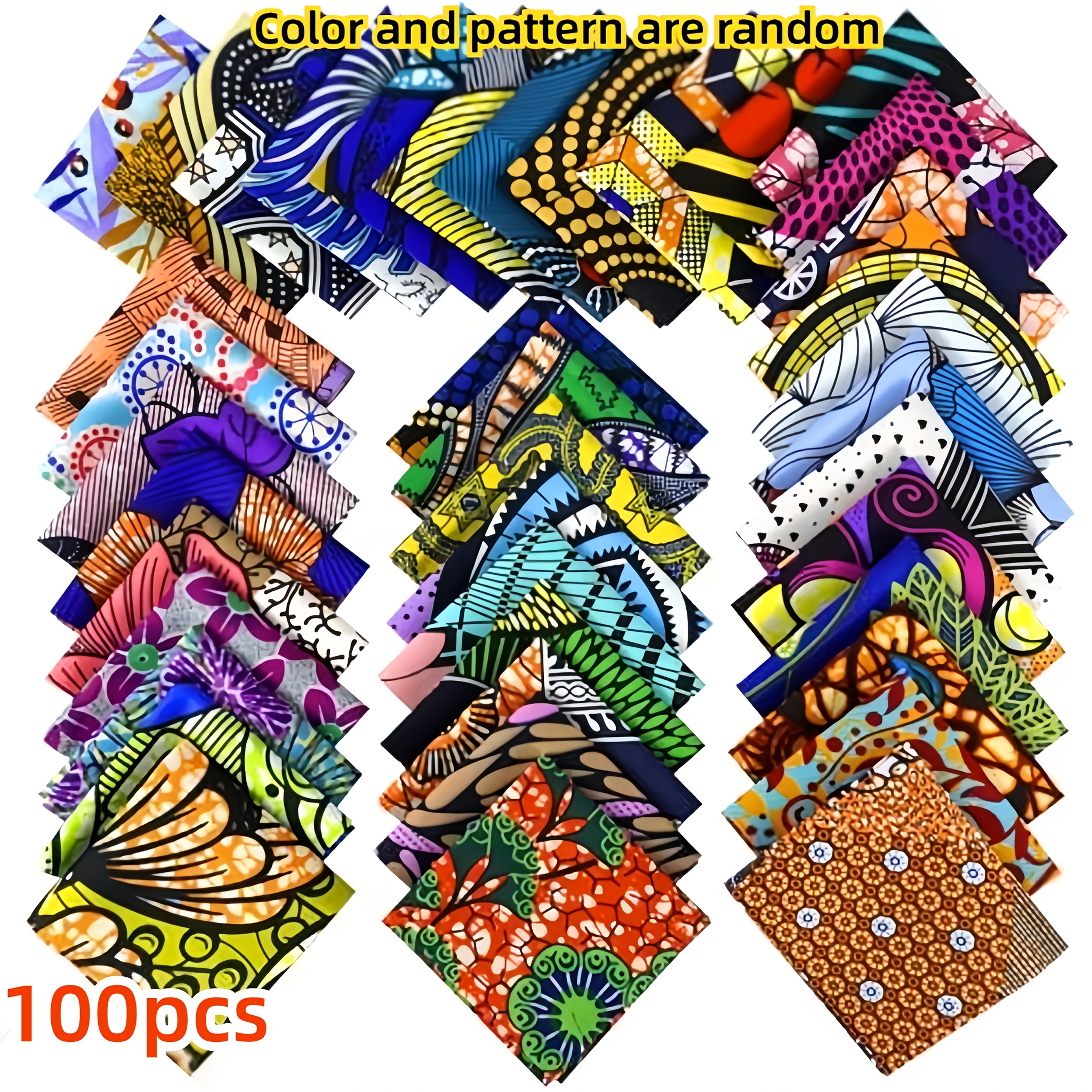 TEMU 100pcs African Batik Fabric- Pre Cut 4x4 Inch Squares, Random Colors, Suitable For , Sewing, Scrapbooking| Ethnic Style African Textile Craft