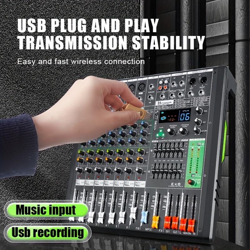 Nxg Gh7 Mezclador Audio Portátil Usb Consola Mezcla Sonido - Temu