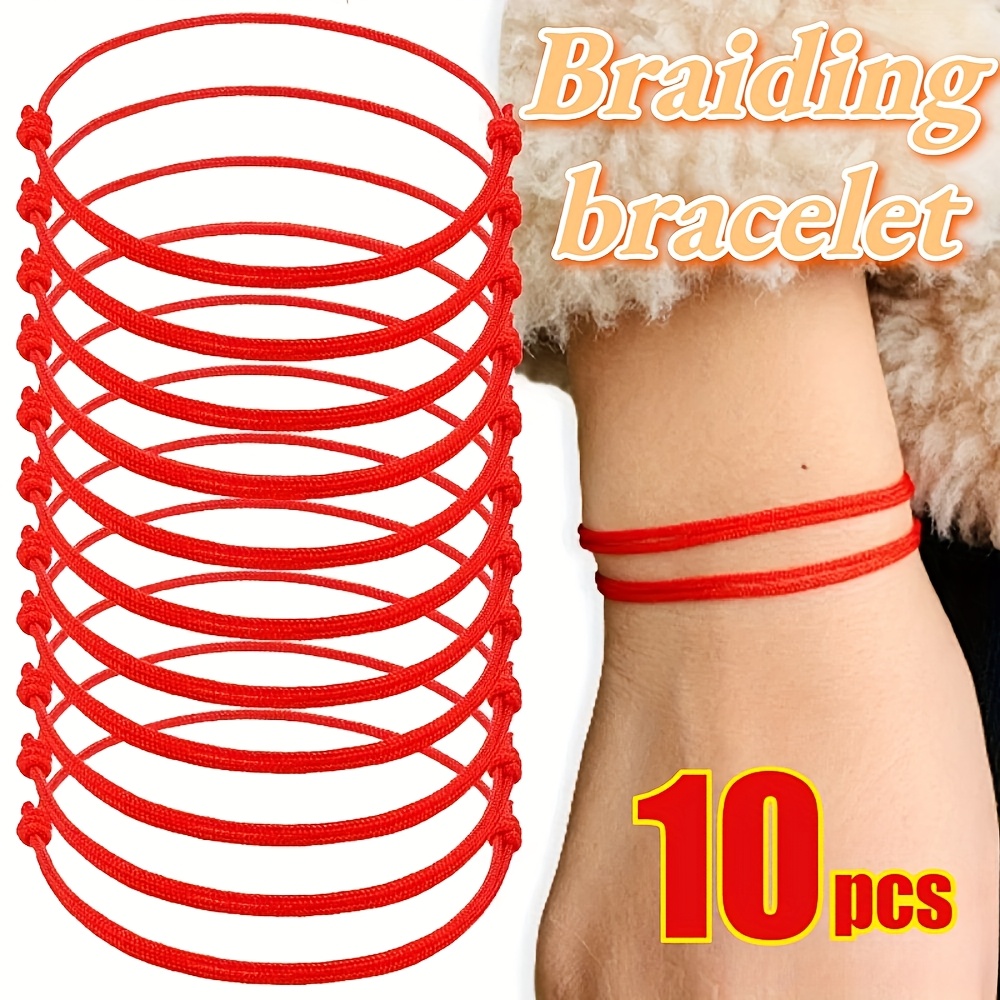 Women's Knitted Bracelet Red Rope Bracelet Unisex Adjustable Easy Red Rope Set