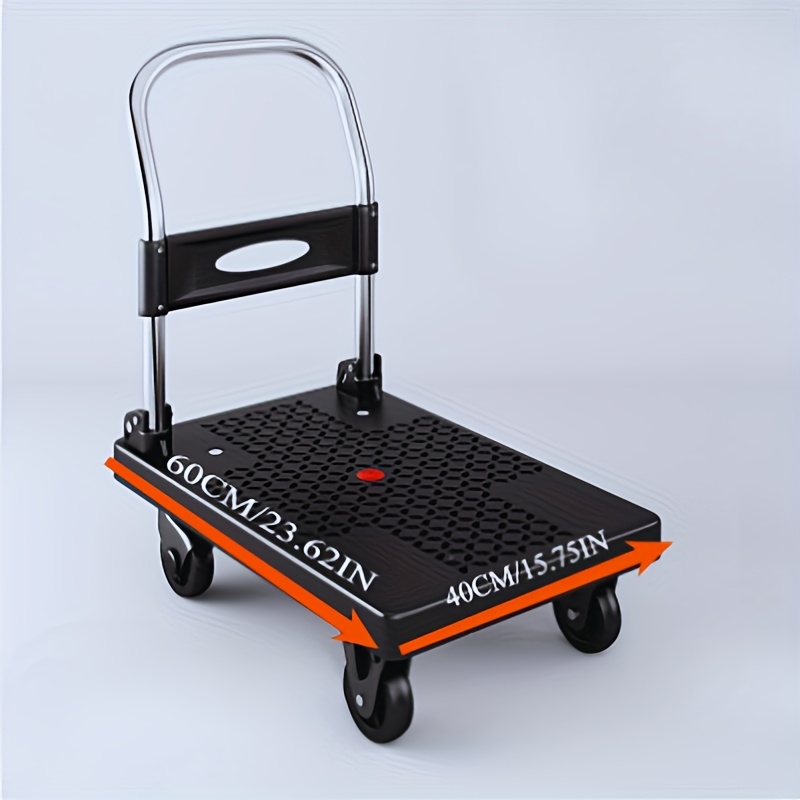 

Heavy-duty Folding Platform Cart, Metal Utility Trolley With Sliding Shelf, Unfinished, Quiet 4-wheel For Moving And Grocery Transport