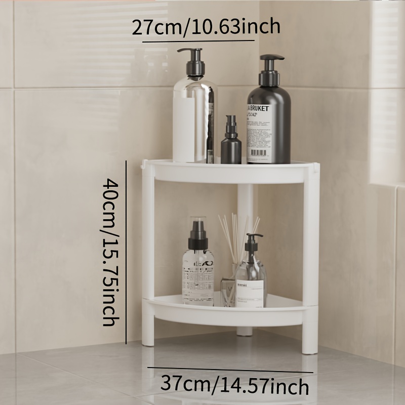 TEMU 1pc 1/2 Tier Corner Shower Shelf, No Drilling Shower Caddy Organizer For , Self Adhesive Wall Mounted Storage Rack, Movable Shower Rack Basket,