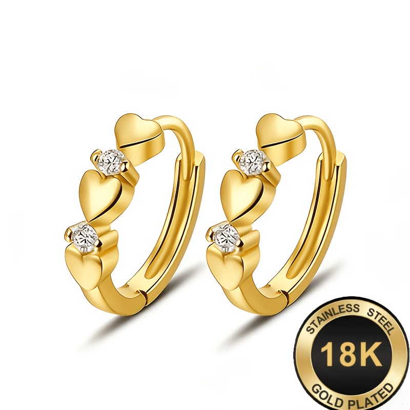 E-shop 1 Paar 18K vergoldenete Herzohrringe, Alltagskleidung, vielseitige Ohrschmuck, exquisite Ohrschmuck, elegantes Design, leichte Ohrringe,