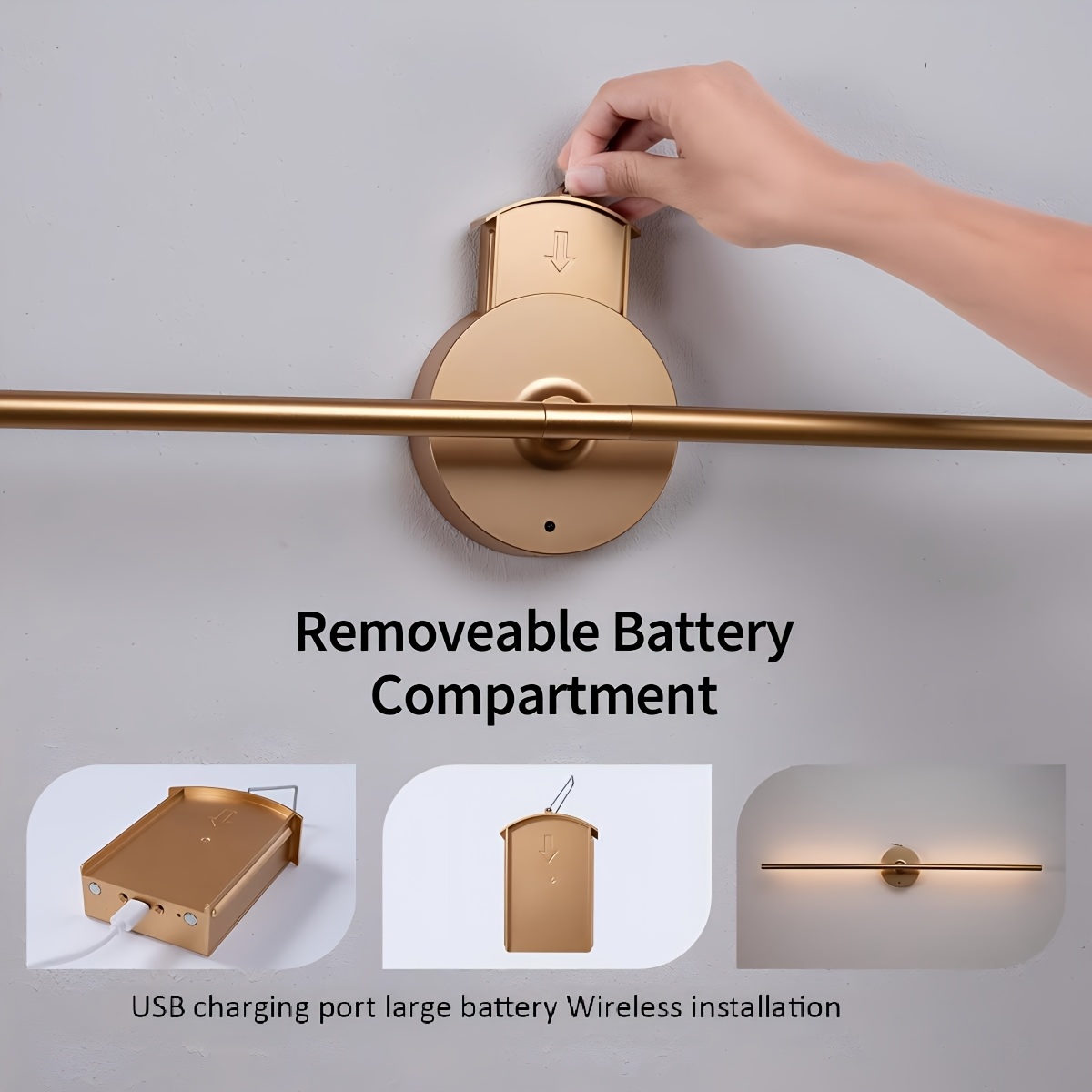 360° Rotating Wireless Wall Light with Rechargeable Battery