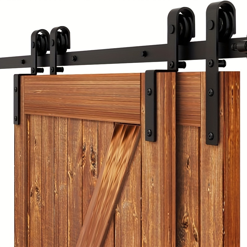 U-MAX Kit de herrajes para puerta corredera de granero, forma de I, Negro