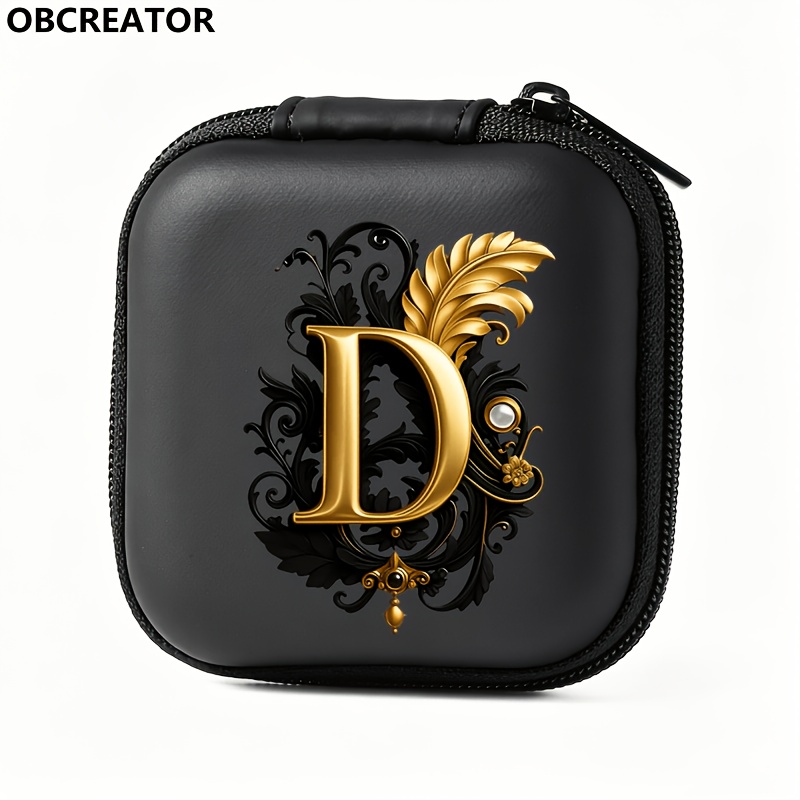 TEMU Obcreator 2d Flat Printing Choose Letter Of Men's Eva Coin Purse, Vintage Inspired Travel Organizer With Zipper, Compact Coin Box For Unisex,