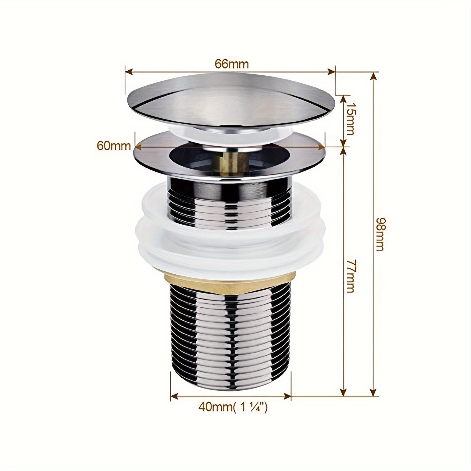 Image of A Silver-white Metal Universal Sink Drain Valve With High Permeability, A Pop-up Press Universal Drain Valve Drainer, Suitable For Bathtubs, Sinks, Kitchens, And Bidets Drain Pipes, Etc
