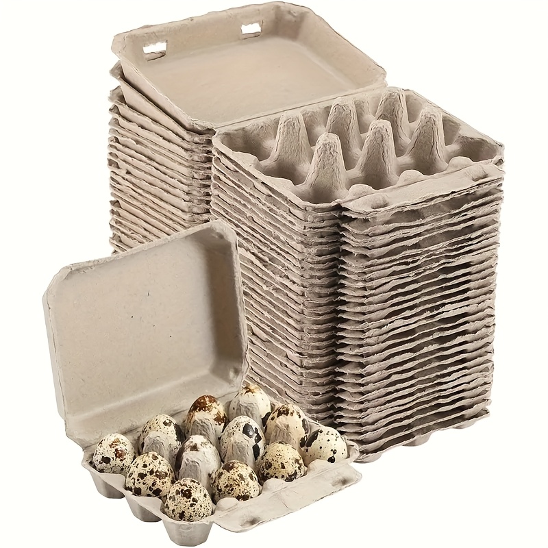 25/50pcs Quail Egg Cartons, , 3x4 Blank Paper Eggs Container, Egg Holder Reusable For 12 Count Quail Egg Carton Storage Strong Tray For Refrigerator