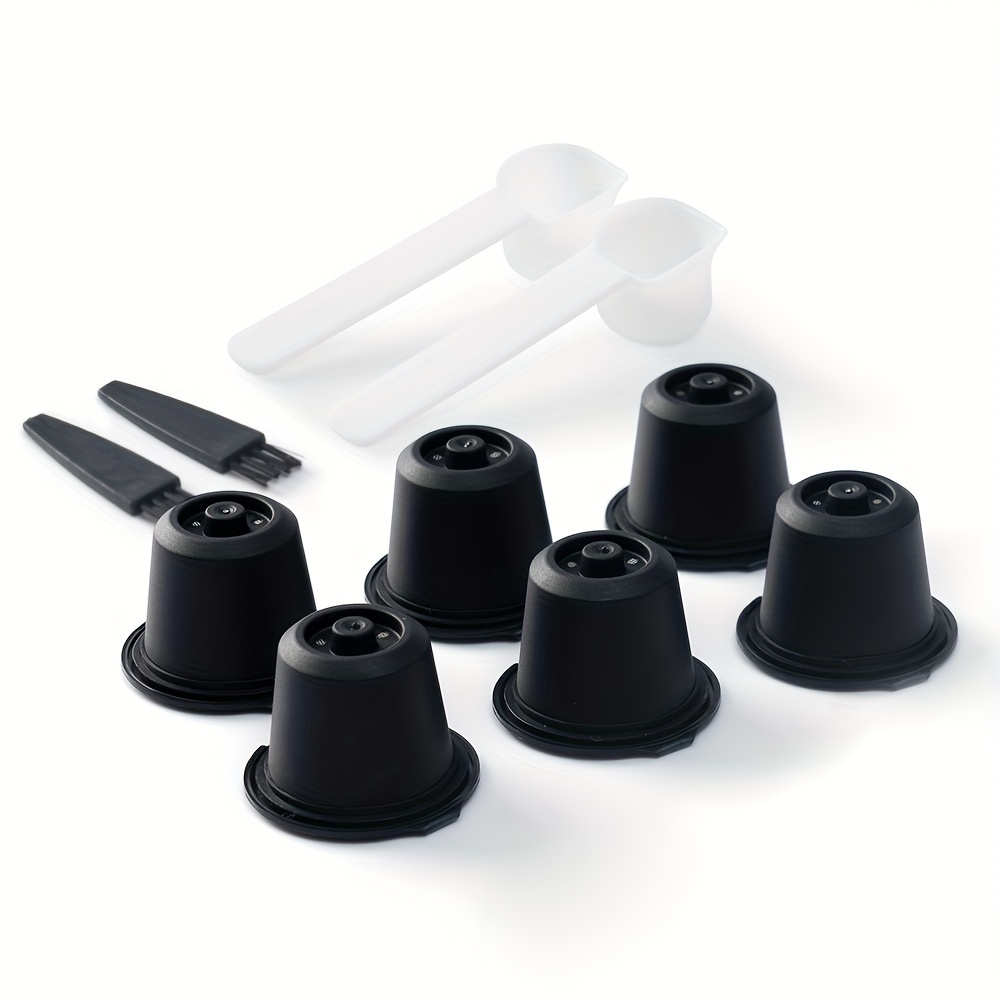 3/6pcs Reusable Capsules Pods Refillable Coffee Capsule Filter Compatible Machines With Coffee Spoon Brush