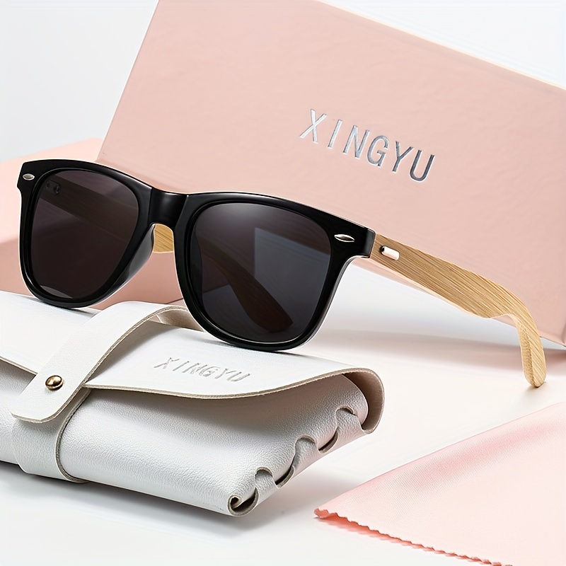 Polarized Sunglasses for Men Women Mirrored Fashion Outdoor Sun Shades Retro Bamboo Wooden Temple Glasses,Temu