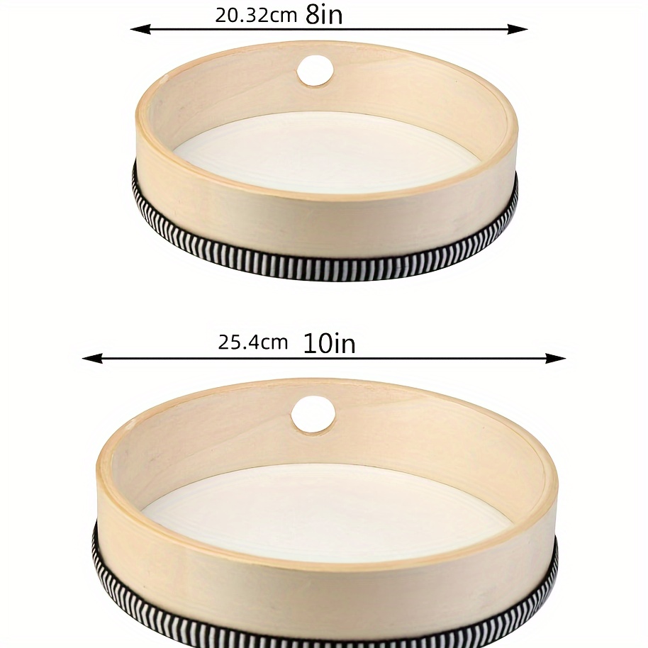 Natural Wooden Hand Drum, White Educational Hand-Held Percussion Instrument Toy with Mallet Included