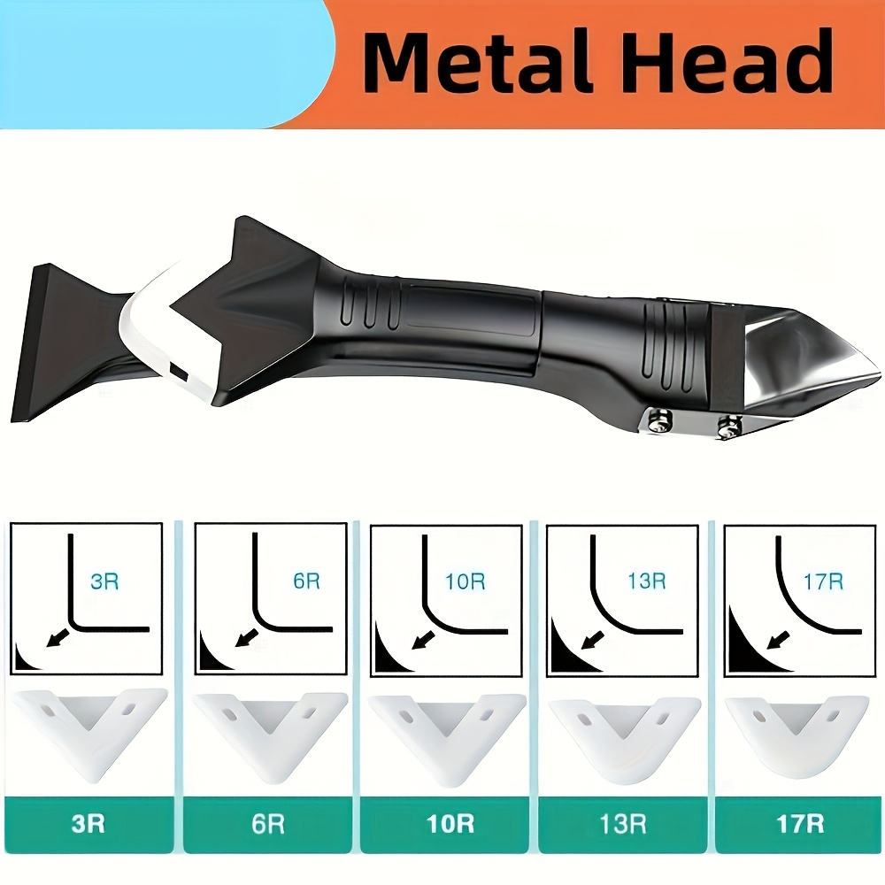 TEMU 6pcs Set With 5 Replacement Heads, Plastic Grouting Tool With Stainless Steel , Multi-functional Seam Removal Kit. Suitable For Bathroom,