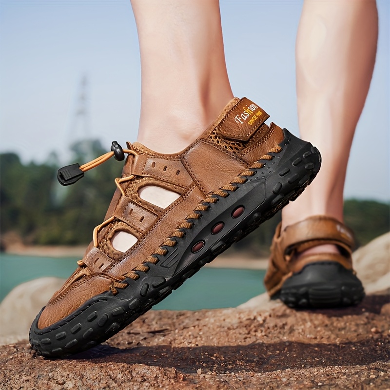 sandalias transpirables para hombre con punta cerrada correa