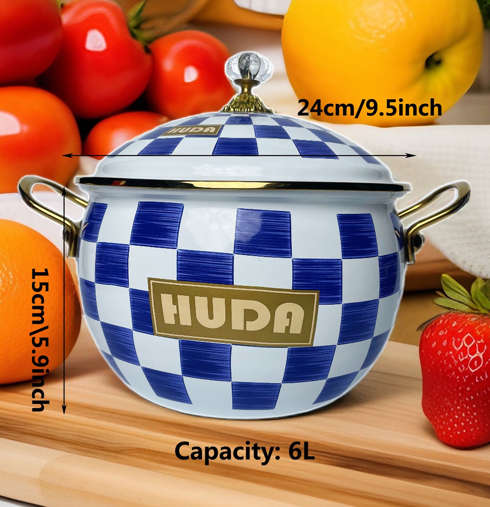 enamel coated   with lid large capacity thick construction vintage style double handle stew soup pot versatile cooking pot suitable for gas induction cooktops details 6