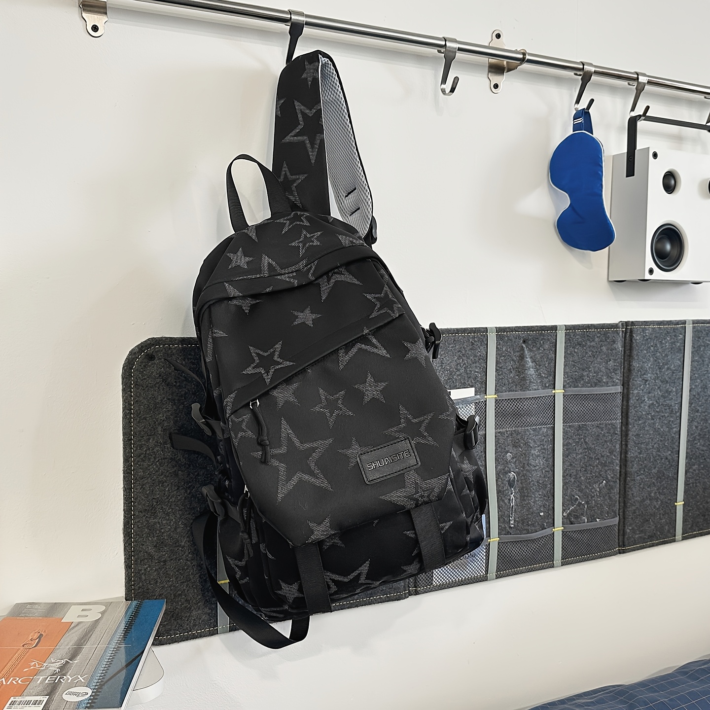 TEMU Nueva Mochila Grande con Estampado de Estrellas, Mochila Diaria de Moda y Versátil para