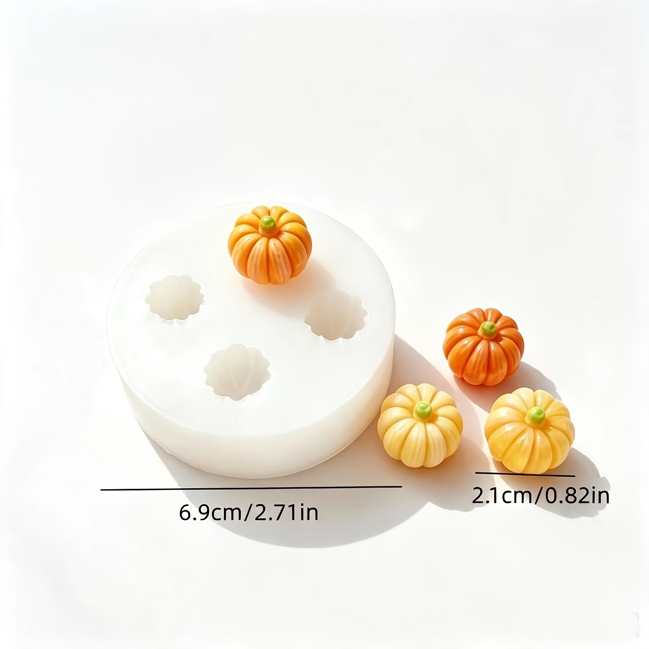 Image of 4-hole Mini Pumpkin-shaped Scented Candle Silicone Mold, Home Decor/gift Ornament Gypsum Mold, Handmade Epoxy Resin Casting Mold, 3d Texture Easy Demolding, Home Decor Creation Tool