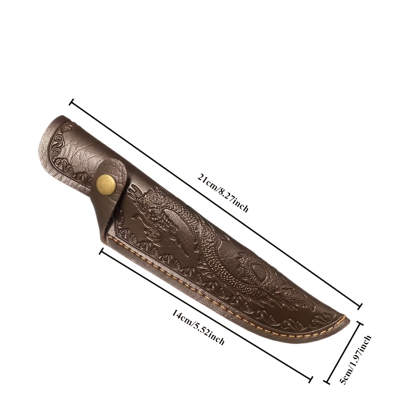 Image of Universal Chef Sheath, Blade Protection, Thick 3d Carved Pupu Pu Leather Leather Cover For Outdoor Cooking, Camping And Picnics - Tools Not Included