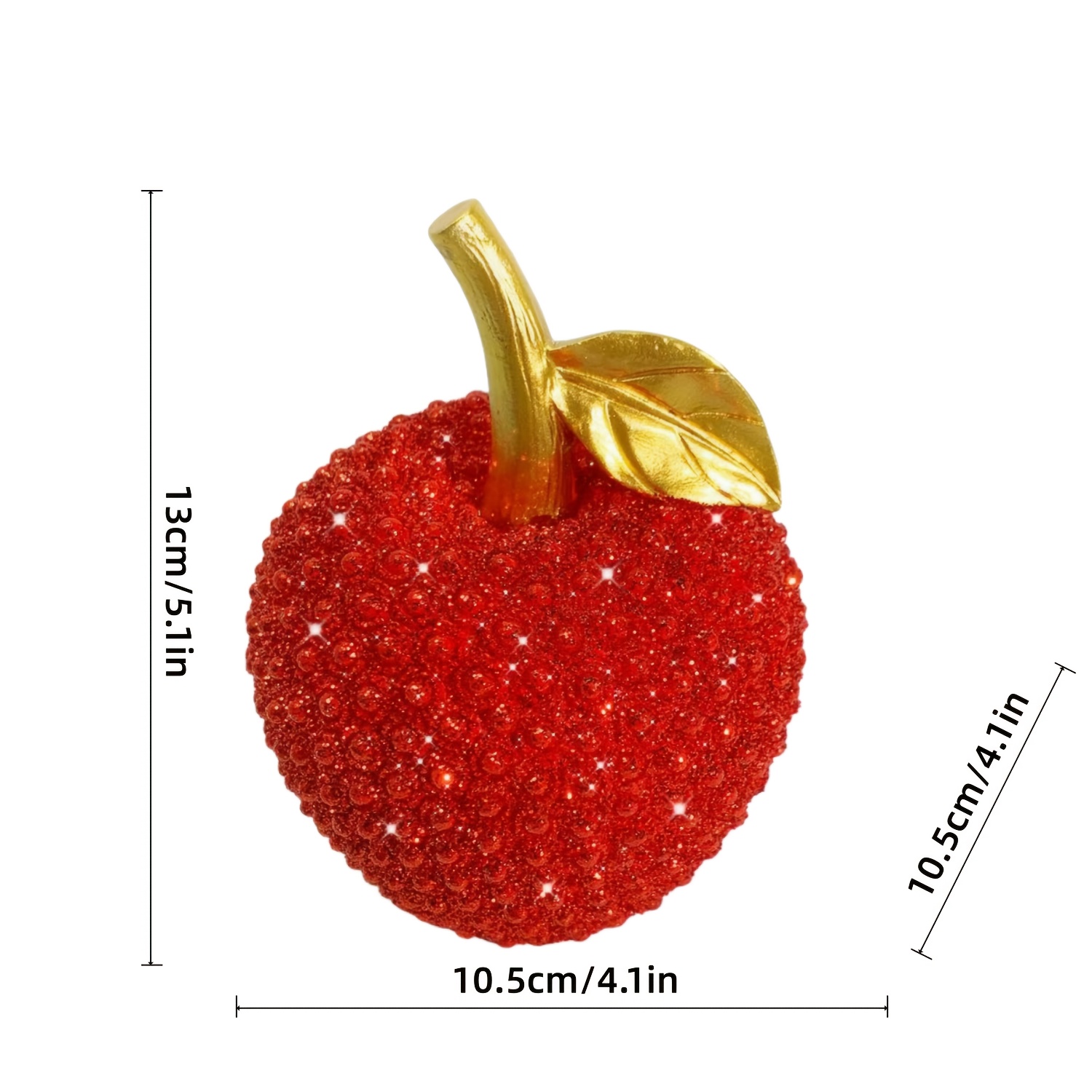 TEMU Statue de Pomme Perlée "Ruby Glow" - Art en Résine Rouge Étincelante avec Détails en Cristal, Idéale pour Bureau et Cadeaux. Parfaite pour Noël,