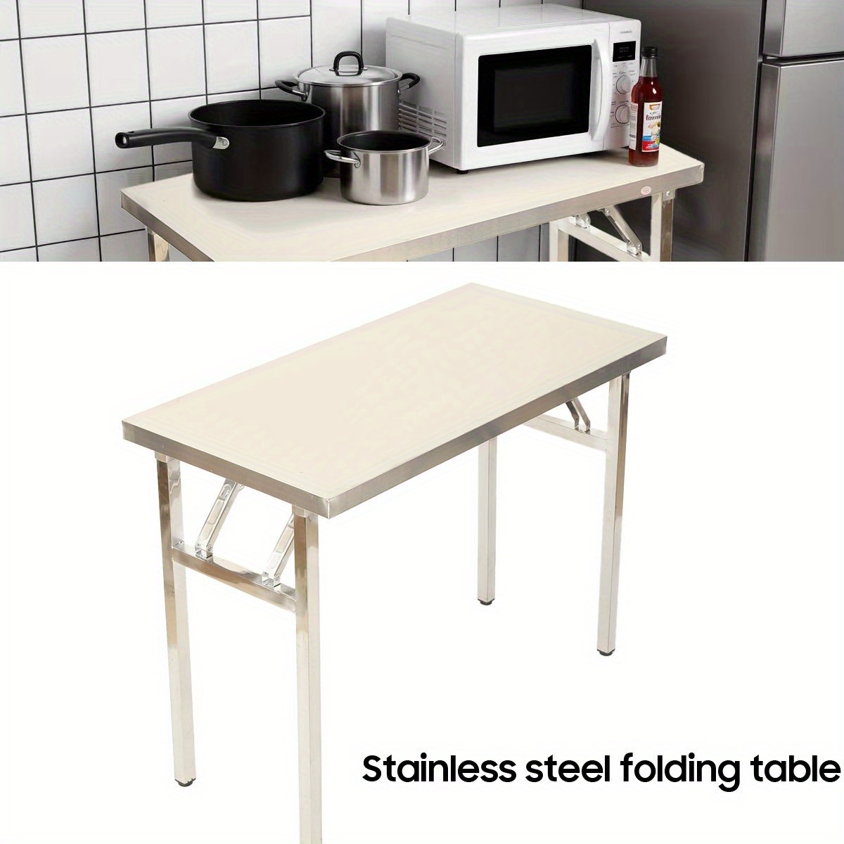 Compact Stainless Steel Folding Table, Ideal For Camping, Picnics, And Parties. No , Durable Small Folding Desk For Kitchen Preparation, Measuring 100*50*75cm