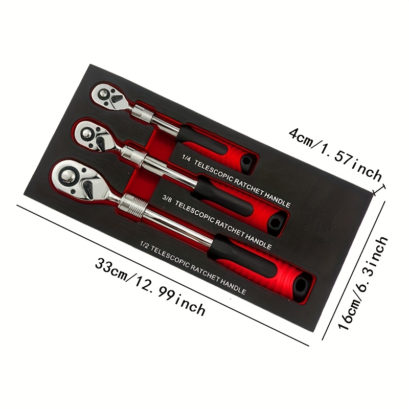 TEMU 1pc/3pcs Set 72-tooth Telescopic Ratchet Wrench Chromium-vanadium Steel Telescopic Head Ratchet Wrench, Automatic Quick-release Wrench, Durable