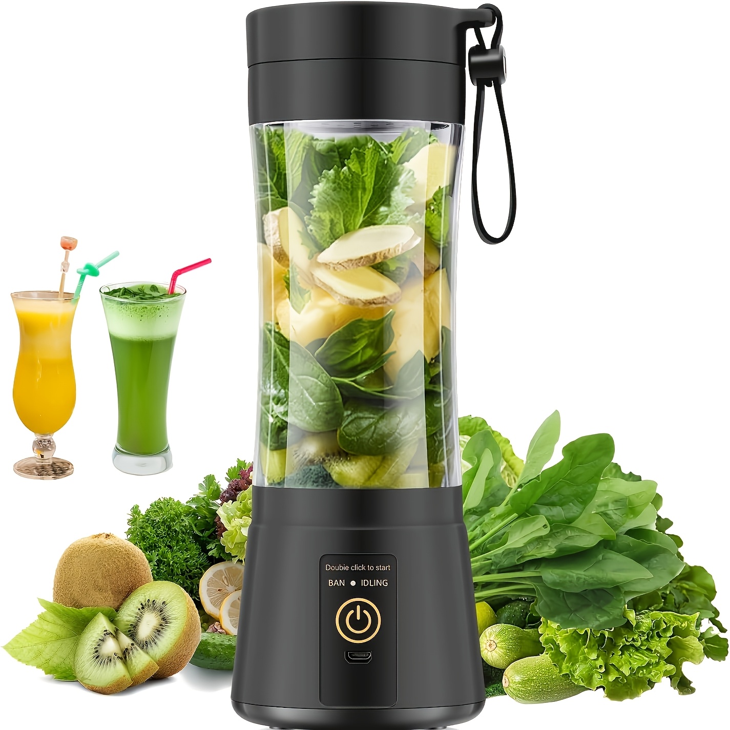 TEMU Portable Usb- Electric Blender With Usb & - Operation Suitable For Smoothies, Creamy Drinks, Juices - Compact Travel Blender For Gym,, -the-