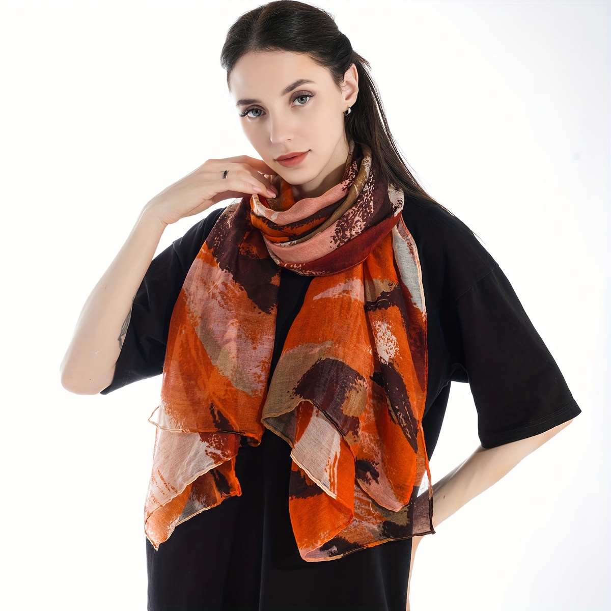 

Mixed Color Bali Yarn Scarf Thin Breathable Shawl Summer Windproof Sunscreen Scarf For Women