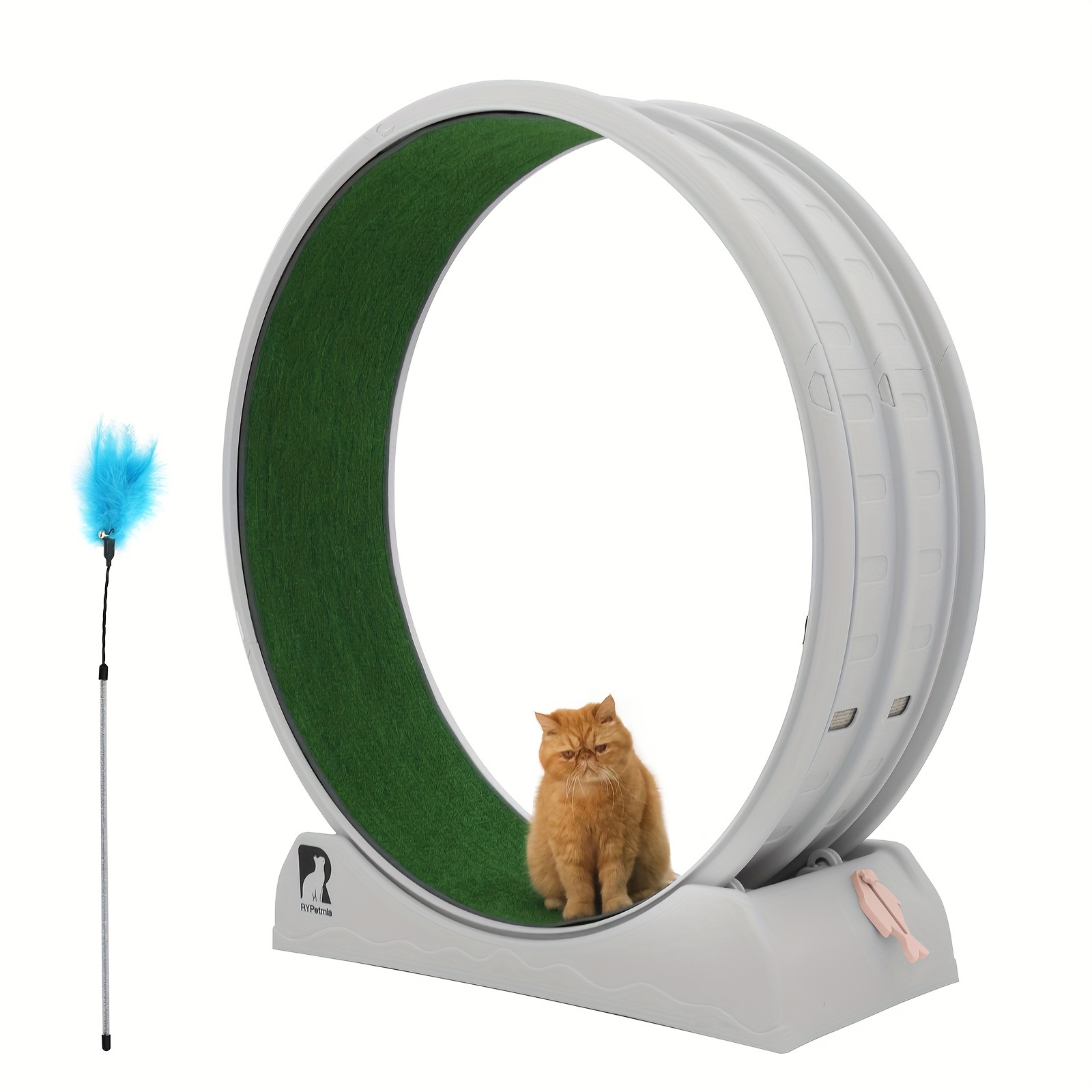 TEMU Durable Plastic Cat Running Wheel, 33.5-47.2 Inch Cat Treadmill For Indoor Cats, Cat Running Wheel With Carpeted , & Fitness & Health, Suitable For Cats, Cat Exercise Wheel