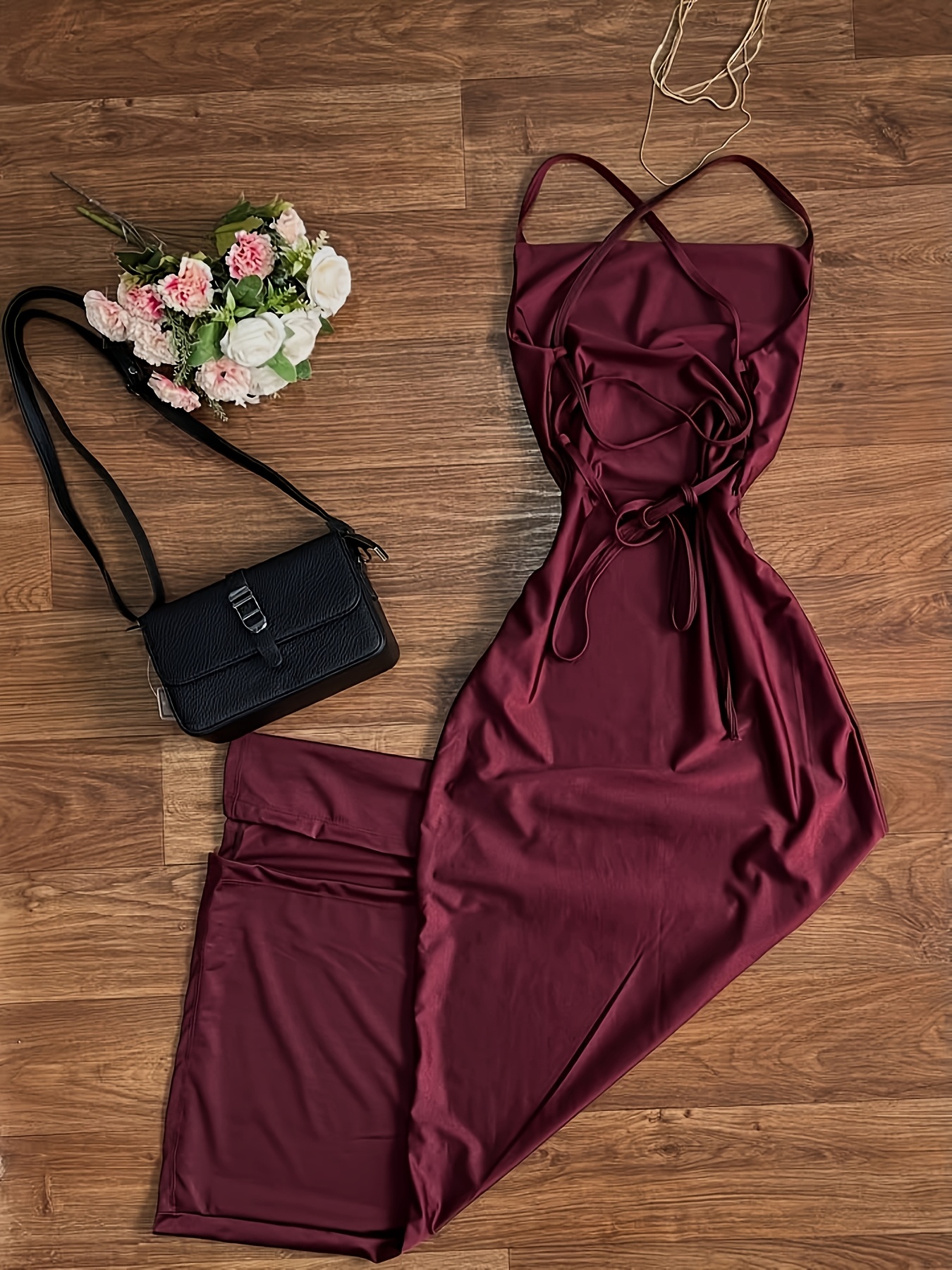 temu burgundy dress WEDTREND Women Burgundy Homecoming Dress with Ruffles Strapless Tight Short  Cocktail Dress with 3D Flower