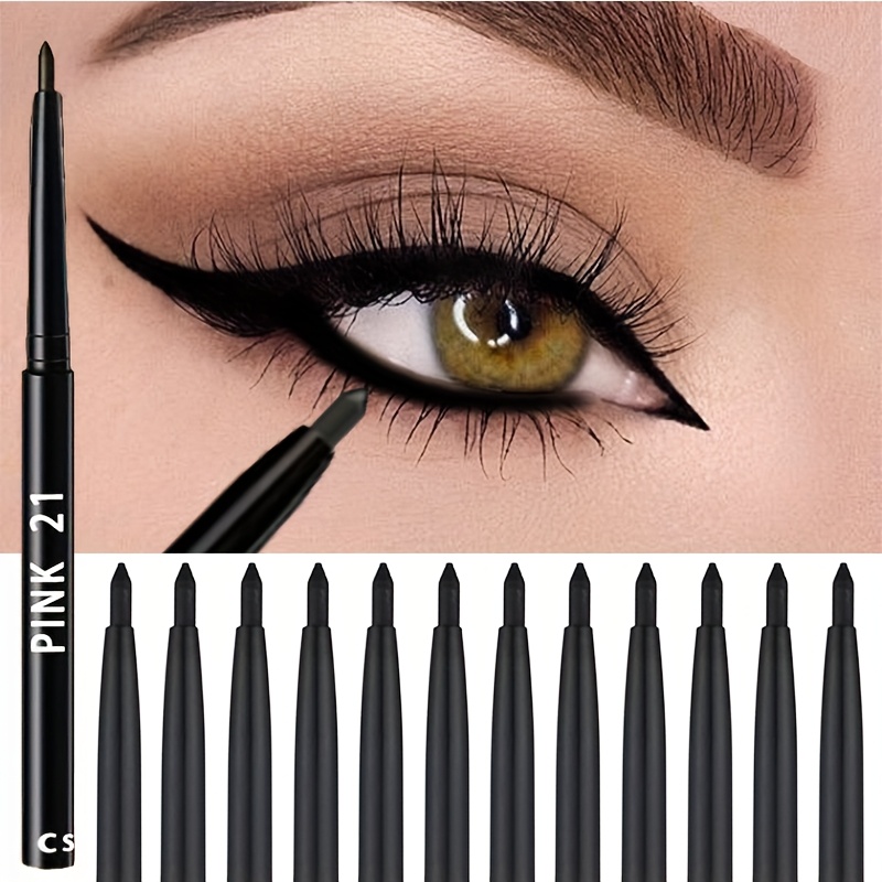 12pcs Waterproof Eyeliner Pencils That Glide On , Are Long-lasting, And Resistant To Smudging
