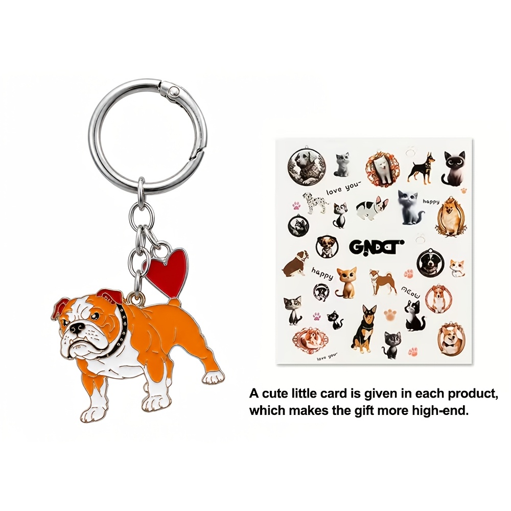 TEMU 1pc Creative Individual Bulldog Women's Key Chain Pendant, Dog Bag Ornament Greeting Card Decoration Pet Pendant Individual Party Small Gift