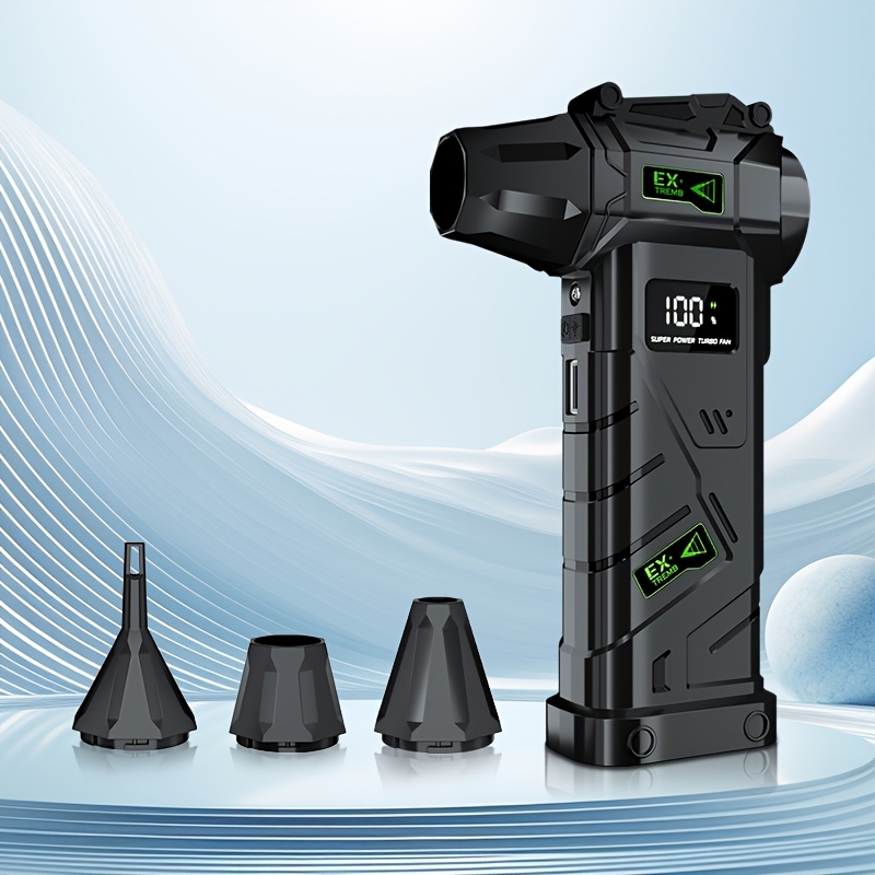 TEMU {xzxy Ex-01} 9000000rph Turbo Jet Blower - 4-speed Adjustable Air Blower With 2x3000mah High-capacity Battery, Led Light & Digital Display,