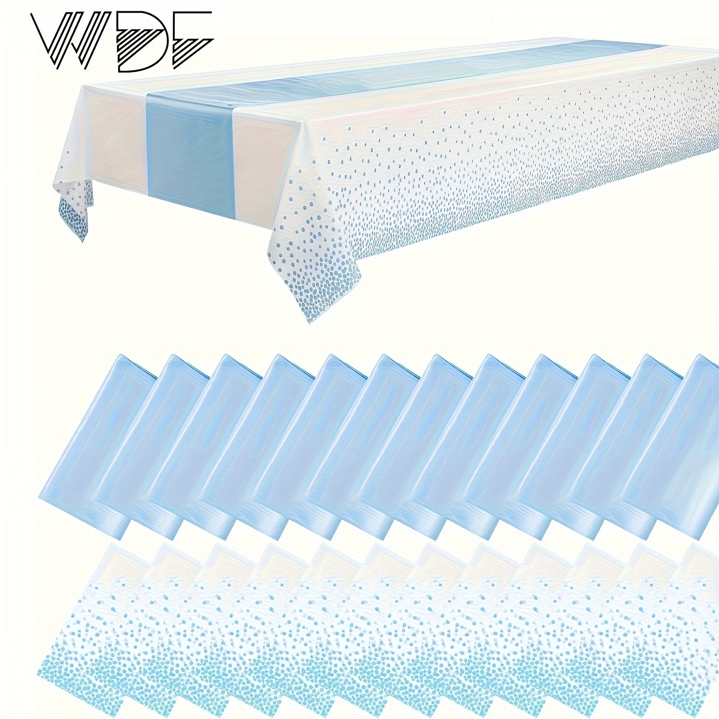 

Wdf 16pack , White&sage &golden Plastic Tablecloths Blue Table Runners - 54 X 108 Inch Dot Rectangle Tablecloth 12 X 108 Inch For Parties/wedding.